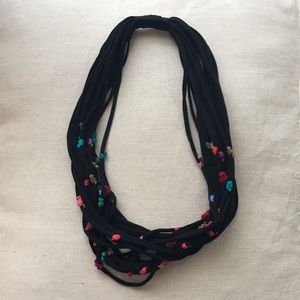 Statement, chunky multi-strand fabric necklace